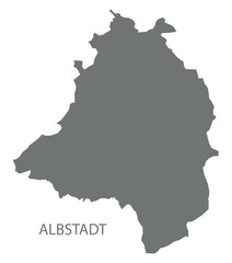 Albstadt city map with boroughs grey illustration silhouette shape