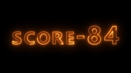 Neon level score -84 animation. Gaming level up sign animation. Neon next level. - Powered by Adobe