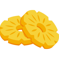 Two Bright Yellow Pineapple Rings Sliced for Food Presentation and Healthy Snacks Isolated on Transparent Background Minimalist Graphic Illustration