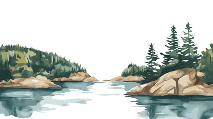 Acadia National Park. Acadia National Park hand drawn watercolor illustration
