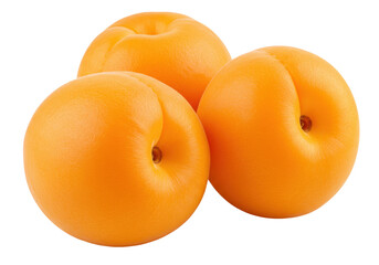 Isolated Apricots. Heap of ripe orange apricot fruits ready to eat. No leaves, whole fruit.