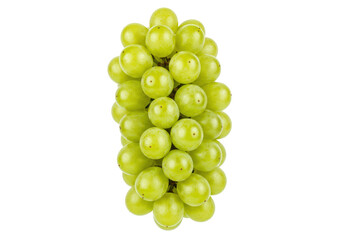Isolated cluster of green seedless grapes, a bunch of fresh fruit on a clean background