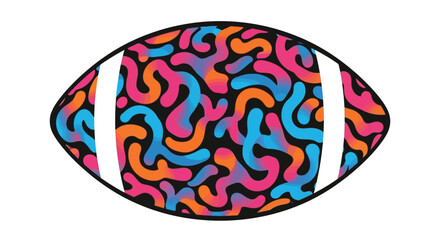 Isolated graphic design of a sports football featuring a modern, colorful, and creative abstract texture