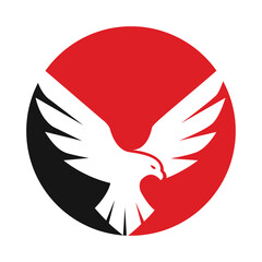 Circular Red Emblem With White Dove Illustration