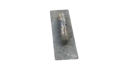 Used Concrete Float Trowel with broken wooden Handle, Construction Finishing Tool Isolated