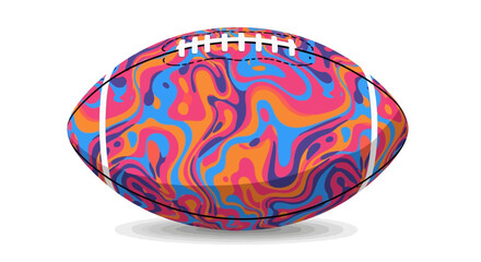 Vibrant Abstract Swirl Patterned American Football Illustration, Ideal for Dynamic Sports-Themed Creative Projects