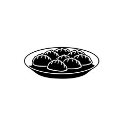 Plate of dumplings arranged neatly on a plate, vector illustration. International cuisine, asian traditional meal
