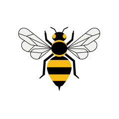 Abstract bee vector illustration in black and yellow geometric design. Image for schools and nurseries, flashcards. Creative icon of insects types, fauna. Beekeeping and honey produce
