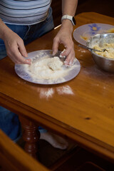  Woman Baking: Cheesecakes in Rustic Kitchen Scene