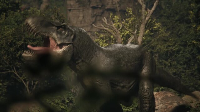 Epic Dinosaur Roar against Sunset Light