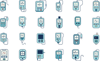 Hospital, Clinic, Pharmacy, Laboratory, Doctor Tools, Health Devices, and Medicine Equipment Vector Illustration for Digital Health and Telemedicine Design on White Background