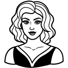 Trendy diva line art on white background