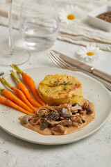 Mushroom ragout with potato gratin