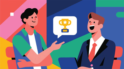 Illustration Of A Person Is Sending A Compliment To A Colleague For Their Hard Work Vector Design Template