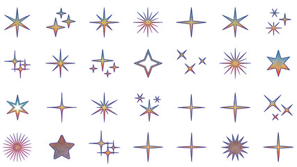 Sparkle Star Icon Set - Vector Stock Illustration. Different forms of stars, constellations, galaxies stock illustration