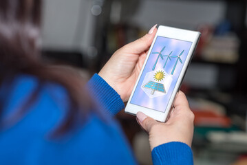 Clean energy concept on a smartphone
