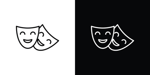 Theater masks icon vector illustration. editable stroke icon.