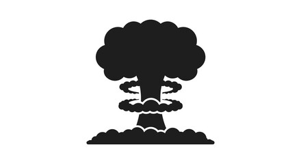 Iconic mushroom cloud silhouette symbolizing nuclear explosion and atomic bomb power silhouette
