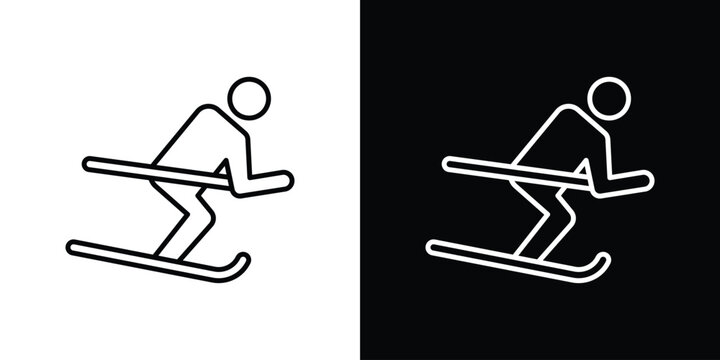 Skiing icon vector illustration. editable stroke icon.