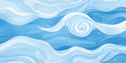 Tranquil Abstract Blue and Green Watercolor Ocean Wave Texture Background with Soft Fluid Layers, Calm Sea Flow, and Serene Marine Gradient for Peaceful Design Concepts