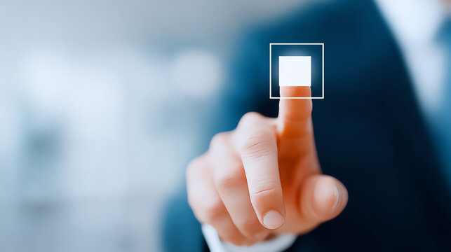 A professional hand touching a digital interface, symbolizing technology and innovation in the business world.