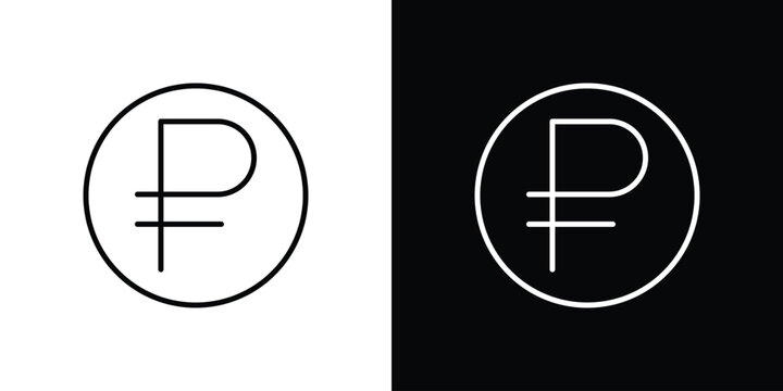 Ruble icon vector illustration. editable stroke icon.