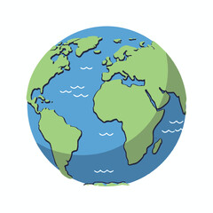 Obraz premium Colorful Flat Vector Illustration of Planet Earth A Global Perspective