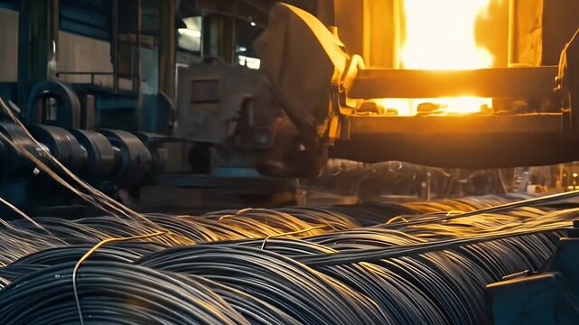 Industrial Manufacturing Steel Wire Production Realistic Video