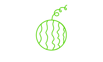 green watermelon line draw on white background