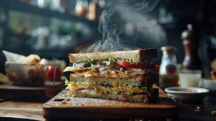 Obraz premium Sandwich on a Wooden Board