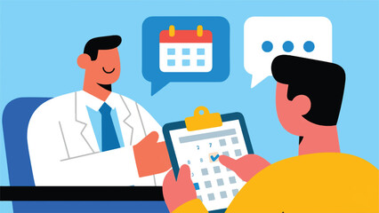 illustration of A customer is chatting to book an appointment with a professional.eps