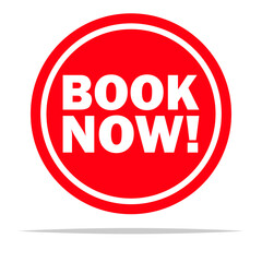 Book now round icon vector isolated illustration