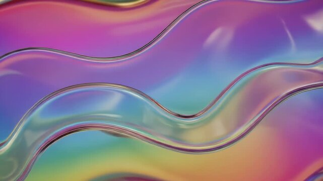 Iridescent 3D Abstract Background Liquid Waves