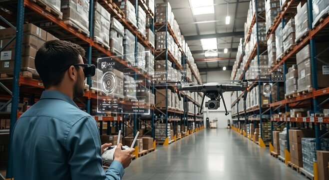 Advanced Warehouse Management with Drone and Augmented Reality Technology. - Powered by Adobe