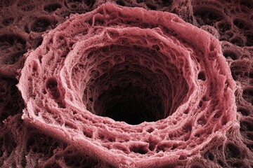 Cross-Section of Human Trachea Under Microscope: Intricate Tissue Structure.