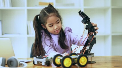 Innovative robotics exploration by young innovator home workspace educational activity indoor setting close-up view stem learning - Powered by Adobe