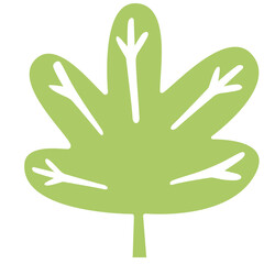 Bright green maple-style leaf with white veins, adding fresh energy to spring, eco, or playful nature-themed compositions.
