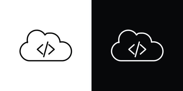 Cloud code icon vector illustration. editable stroke icon.