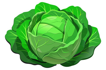 Fresh Organic Green Cabbage Isolated on Transparent Background – Healthy Vegetable Concept.