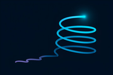 Glowing Blue Spiral Abstract Neon Curve