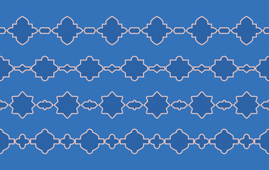 Oriental ceramic gold line arabic moroccan borders. Simple geometric outline boho style seamless patterns with decorative ornaments, shapes.