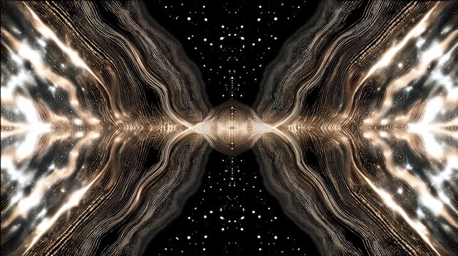 Cosmic strings of light weaving through multidimensional space, forming perfect geometric entanglement patterns.