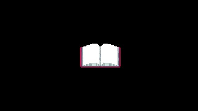 ドット絵の本のページを捲るループアイコン,透過背景,赤