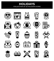 Fototapeta premium Holidays. Collection of 25 Festive Icons