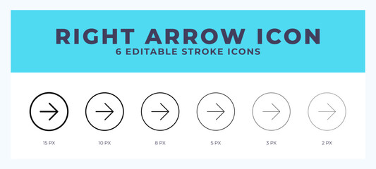 Right arrow icon symbol. Logo illustration thin line. Bold line vector icons. Editable stroke