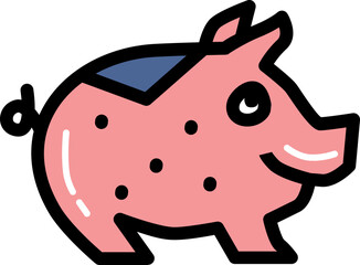 Lucky pig chinese culture line icon