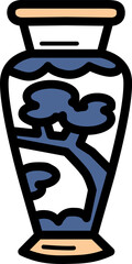 Vase chinese culture line icon