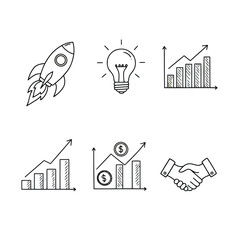 Startup Rocket Doodle Vector