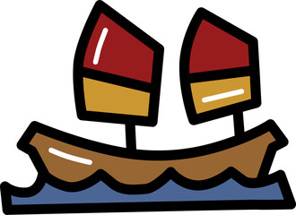 Chinese junk ship line icon