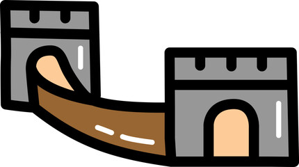 The great wall of china culture line icon